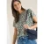 Cecil Dames Shirt van linnen met leo-print in Beige