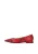 Red embossed leather pumps with animal motif
