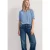 Street One Dames Blouse met korte mouwen, split in de hals en elastische zoom in Blauw
