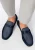 Wittchen Heren Marineblauwe Geruite Stoffen Mocassins met Suède Leer