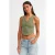 Dames Geribbelde Cropped Blouse Met Knopen