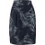 Marineblauwe kokerrok met print en een subtiel abstract patroon.