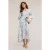 Motivi Long Cotton Dress With Floral Embroidery Light Blue