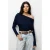 Asymmetrische Kraag Slim Fit Crop Blouse met Uitsnijding