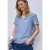 Street One Dames Blouse met korte mouwen, gespleten hals en strepen in Blauw