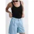 Mango regular fit high waist jorts met linnen – lichtblauw