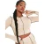 Missy Empire Crop-top voor dames met contrasterende geribde mouwen met split (Steen)