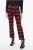 Stretch wollen broek met ruitjespatroon in Nero, Rosso