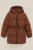 WE Fashion – Meisjes Lange gewatteerde jas met capuchon – Regular fit – Bruin –