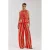 HARPER & YVE wide leg high waist gestreepte broek rood