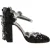 Dolce & Gabbana Zwarte Pailletten Enkelschoenen met Bandjes