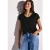 Street One Dames Shirt met linnen tekst in Zwart
