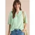 Blouse met korte mouwen, gespleten hals en strepen