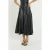 Synthetisch Leren Hoge Taille Plissé Midi Rok