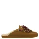 Manfield suède clogs met franjes – cognac