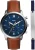 FOSSIL Analoog horloge  marine / bruin / zilver