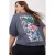 Trendyol Curve Dames Grijs Rugprint Kort Oversized Grote maten T-shirts