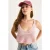 Gestructureerde V-hals Mouwloze Aansluitende Cropped Blouse