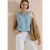 Blousetop in denimlook met V-hals