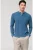 OLYMP Casual Poloshirt lange mouw rook blauw, Gestructureerd