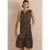 Midi-jurk met split in de hals en print