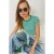 Gestreepte Geribbelde Cropped Top met Ronde Hals