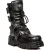 New Rock zwart lederen halfhoge laarzen-391-S18
