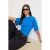 TRENDYOLMİLLA Dames Blauw Effen Kort Getailleerd T-shirts