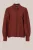 WE Fashion – Dames blouse met ballonmouwen en structuur – Regular fit – Roestbruin – Viscose –