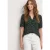 Street One Dames Blouse met korte mouwen, gespleten hals en knopen in Groen