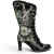 Laura Vita Floral Goth Victoriaanse Zwarte Leren Hoge Laarzen met Hoge Hakken – Alcbane-351