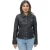 Dames leren trucker jeansjack-Anderlecht