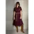 TRENDYOLMİLLA Dames Bordeaux Effen Midi Kort Casual Skater Jurken