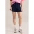 WE Fashion straight casual short donkerblauw met textuur
