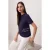 TRENDYOLMİLLA Dames Donkerblauw Slogan Kort Regular fit T-shirts