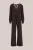 WE Fashion – Dames jumpsuit met overslag – Regular fit – Donkerbruin –