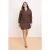 Trendyol Curve Dames Bruin Gestreept Kort / Mini Lang Casual Blousejurk Grote maten Jurk