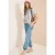 Blouse met korte mouwen, gespleten hals en strepen