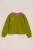 WE Fashion – Meisjes oversized sweater met print – Oversized – Olijfgroen – Katoen –