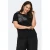 ONLY CARMAKOMA rechtvallend T-shirt Plus Size met borduursels en print – zwart