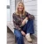 Blouse met lange mouwen, split in de hals en print
