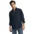 Marineblauw katoen-linnen hemd met regular fit en Rigby Go-logo