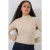 Gestreepte Halve Col Lange Mouwen Top met Steen Detail