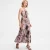 Bustier Chiffon Maxi -jurk met abstracte bloemenprint