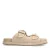 Manfield – Dames – Beige suède slippers met witte details –