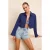TRENDYOLMİLLA Dames Donkerblauw Effen Lang Regular fit Overhemden