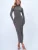 Trend Alaçatı Stili Jurk  rookgrijs