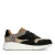 Manfield – Dames – Zwarte lage sneakers met cheetahprint –