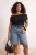 Trendyol Curve Dames Zwart Effen Kort Getailleerd Grote maten Blouses