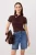 TRENDYOLMİLLA Dames Bruin Effen Kort Getailleerd Blouses